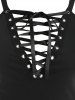 Plus Size Lace-up Printed Backless A Line Gothic Dress -  