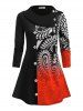 Plus Size Paisley Ombre Long Sleeve Foldover Tee -  