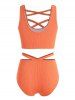 Plus Size Ribbed Crisscross Cutout Tankini Swimwear -  