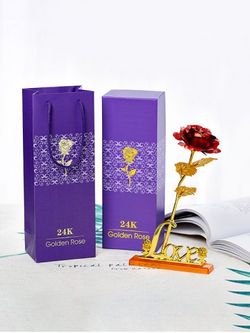 24K Gold Pleated Artificial Love Rose - MULTI