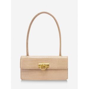 

Rectangle Retro Textured Shoulder Bag, Blanched almond