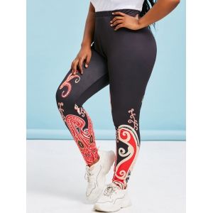 

Plus Size High Rise Paisley Print Skinny Leggings, Black