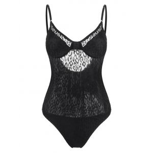 

Lace Panel Underwire One-piece Swimsuit, Black