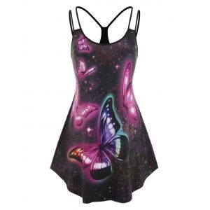 

Plus Size 3D Butterfly Print Swing Tank Top, Black