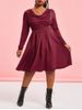 Plus Size Cowl Neck Knee Length Dress -  