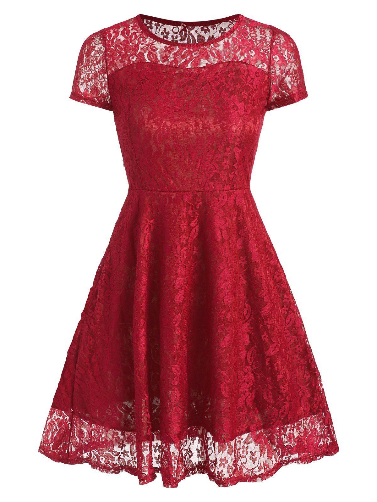 

Lace Mini A-line Dress, Red