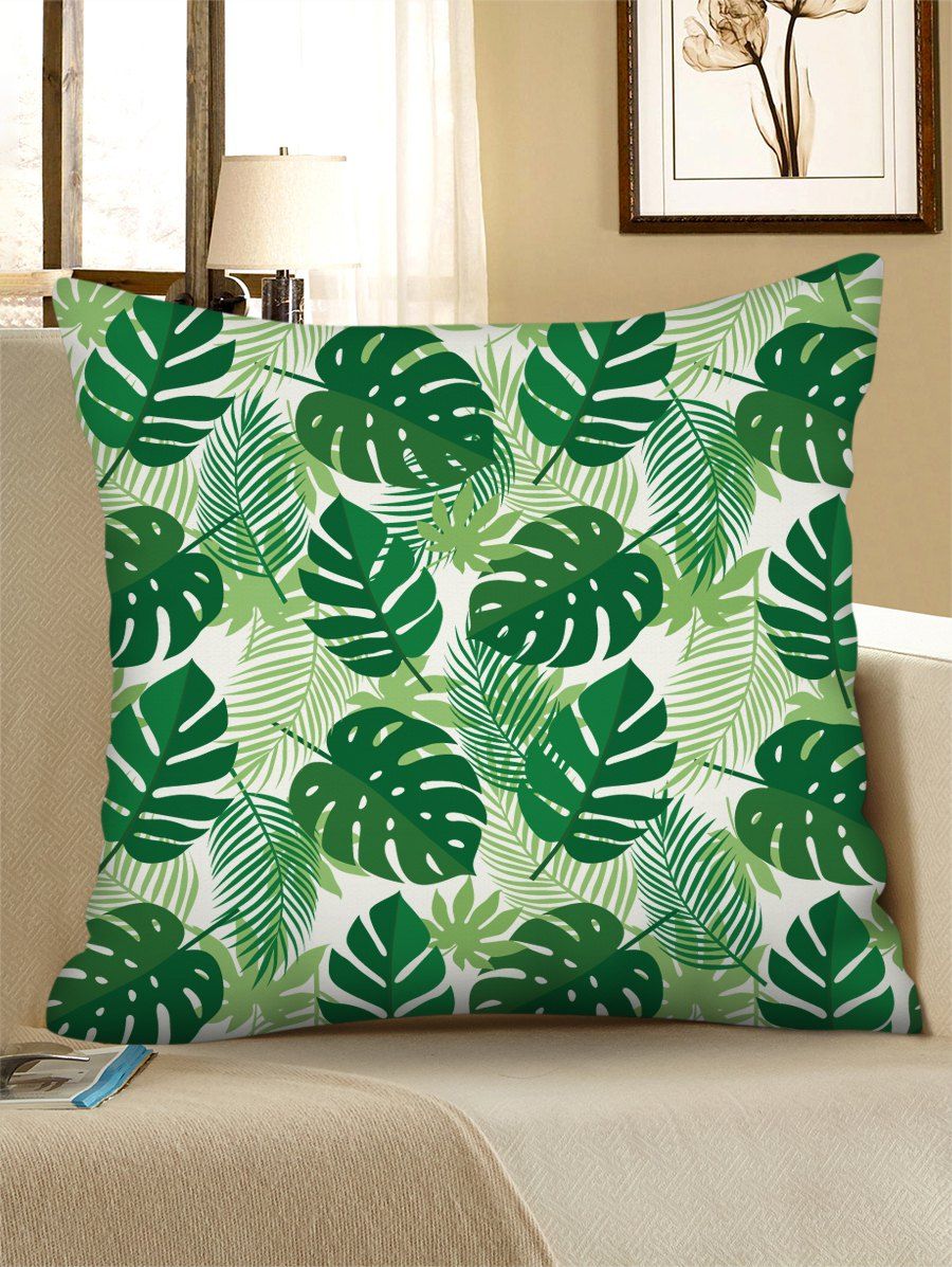 

Tropical Leaf Printed Linen Square Pillowcase, Medium spring green