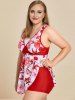 Plus Size Floral Print Cutout Tankini Swimwear -  