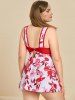 Plus Size Floral Print Cutout Tankini Swimwear -  