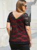 Plus Size Gothic Raglan Sleeve Lace Tunic Top -  