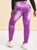 High Waisted 3D Print Butterfly Plus Size Jeggings -  