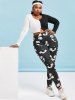 Plus Size High Waist Panda Print Fitted Leggings -  