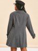 Plus Size Dual Lace-up Single Breasted Tunic Coat -  