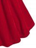 Robe de Noël Ligne A de Grande Taille en Velours à Col V - Rouge 4X