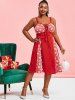 Robe de Noël Flocon de Neige Panneau en Maille de Grande Taille à Lacets - Rouge 1X