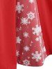 Christmas Snowflake Mesh Panel Lace Up Plus Size Dress -  