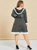 Plus Size Hooded Cat Ear Marled Faux Fur Panel Knit Dress -  