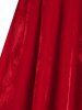 Plus Size Velvet Hook and Eye Lace Panel A Line Dress -  