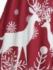 Robe de Noël Superposée Plongeante en Dentelle Motif Flocon de Neige Grande-Taille - Rouge Vineux L