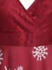 Robe de Noël Superposée Plongeante en Dentelle Motif Flocon de Neige Grande-Taille - Rouge Vineux L