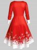Plus Size Christmas Snowflake A Line Velvet Panel Dress -  