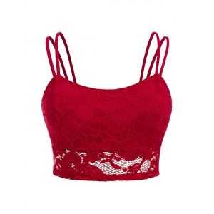 

Plus Size Lace Padded Longline Bra, Deep red