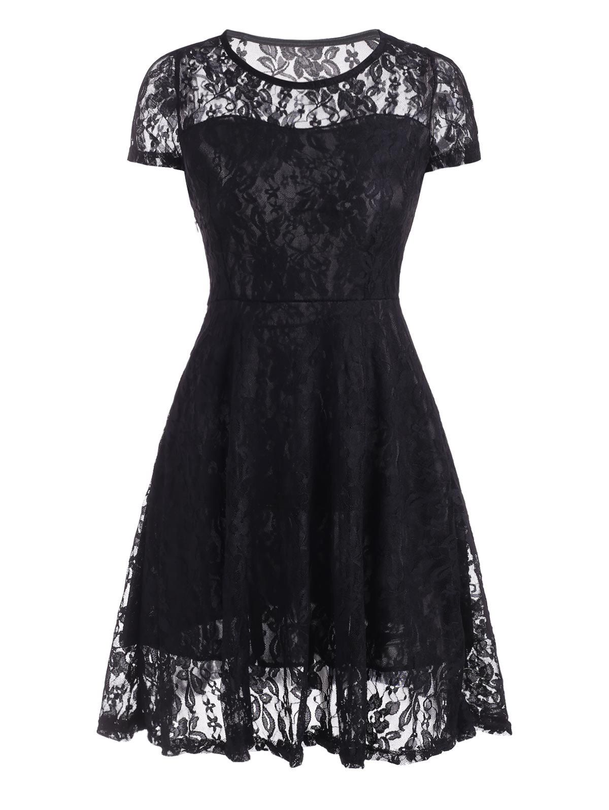 

Lace Mini A-line Dress, Black