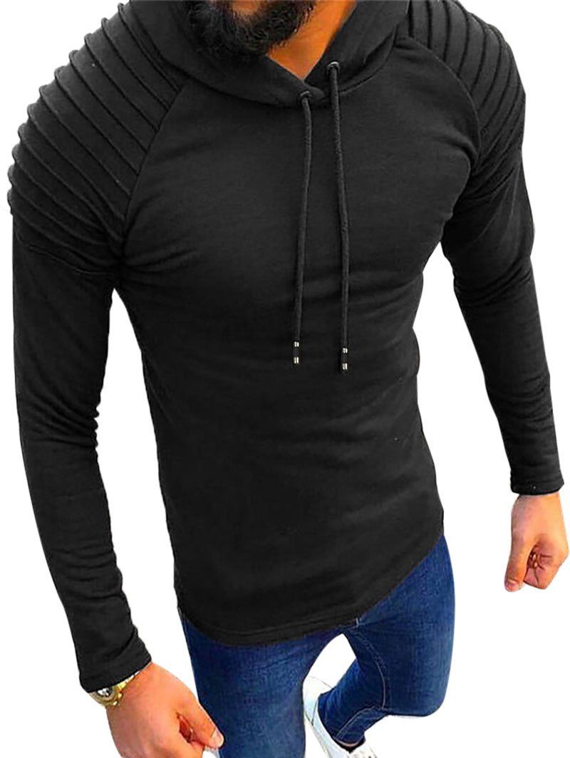 

Pintuck Detail Raglan Sleeve Hoodie, Black