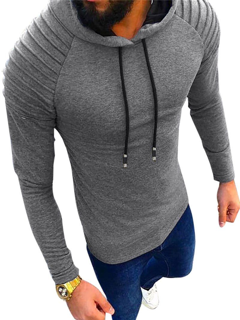 

Pintuck Detail Raglan Sleeve Hoodie, Gray