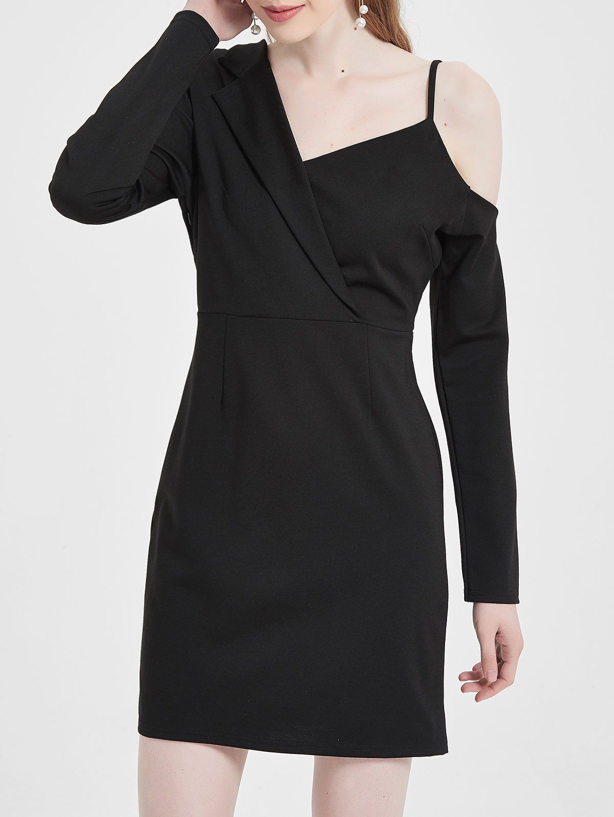 

Skew Neck Mini Blazer Dress, Black