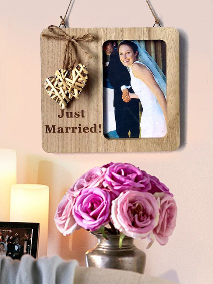 Outfits Wooden Country Wedding Woven Heart Photo Frame  