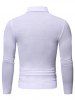 T-shirt Contrasté avec Bouton à Manches Longues - Blanc 3XL