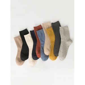 

10 Pairs Cotton Solid Quarter Socks Set, Multi