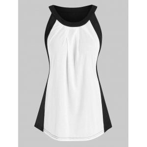 

Curved Hem Two Tone Tank Top, Black