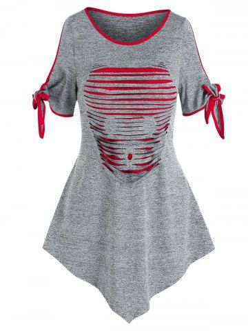 Camiseta de jabón de nudo de corbata rasgada - LIGHT GRAY - M
