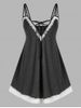 Plus Size Lace-up Lace Panel Cami Night Dress -  