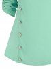 Buttons Skew Turn Down Collar Top -  