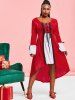 Plus Size Christmas Velvet Lace-up High Low Flare Sleeve Dress -  