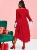 Plus Size Christmas Velvet Lace-up High Low Flare Sleeve Dress -  