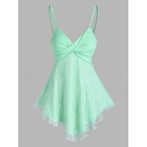 

Floral Pattern Lace Cami Tank Top, Light green