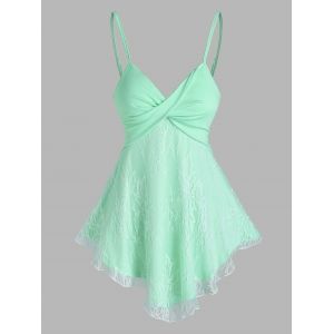 

Floral Pattern Lace Cami Tank Top, Light green