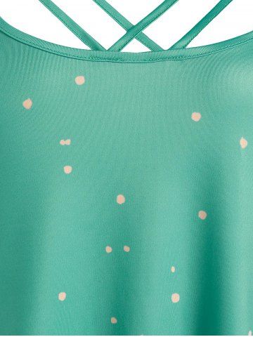 Plus Size Flower Print Straps Cutout Backless Tunic Tank Top