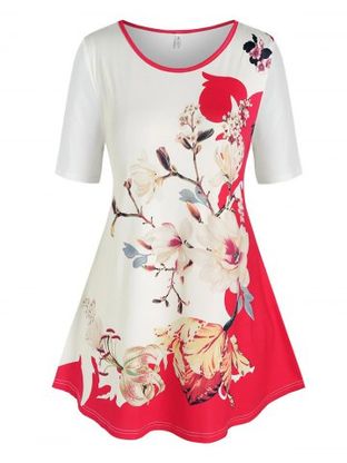 Plus Size Floral Print Swing Tee