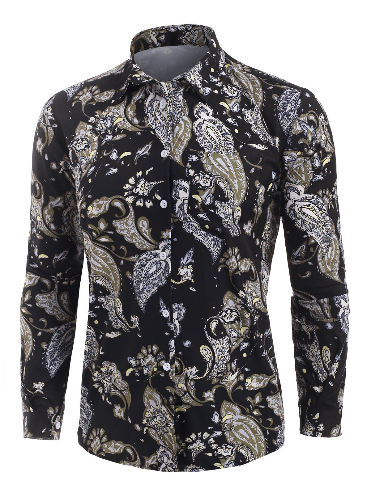 

Flower Vintage Print Long Sleeve Shirt, Night