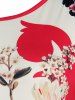 T-shirt Pendant à Imprimé Fleuri de Grande Taille - Blanc L