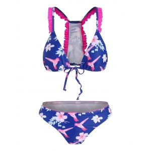

Front Knot Frill Racerback Bikini, Colormix