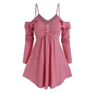 

Cold Shoulder Ruffle T Shirt, Light pink
