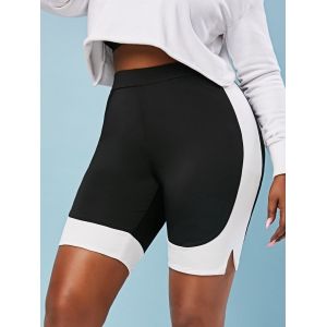 

Plus Size Side Slit Contrast Mini Shorts, Black