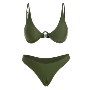 

Underwired Plunge Bathing Suit, Green