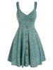 Sleeveless Space Dye Mock Button Mini Dress -  
